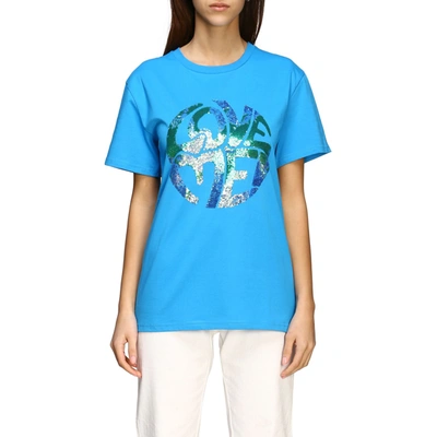 Shop Alberta Ferretti T-shirt  Woman In Gnawed Blue