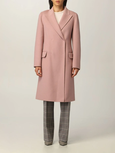 Shop Alberta Ferretti Wool Coat In Pink