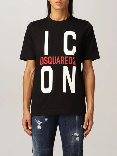 Shop Dsquared2 Cotton T-shirt With Icon Logo In Black