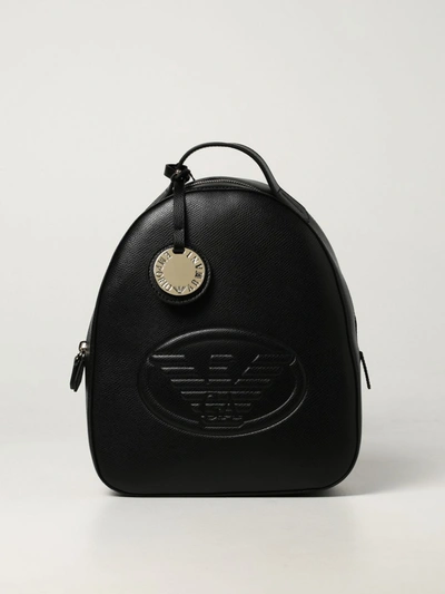 Shop Emporio Armani Backpack In Grained Synthetic Leather In Black