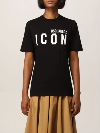 Shop Dsquared2 Cotton T-shirt With Icon Logo In Blue
