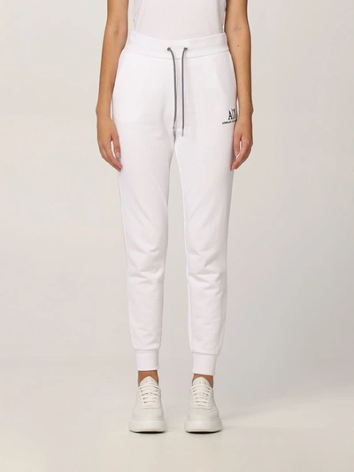 Shop Armani Exchange Cotton Jogging Pants With Logo In White