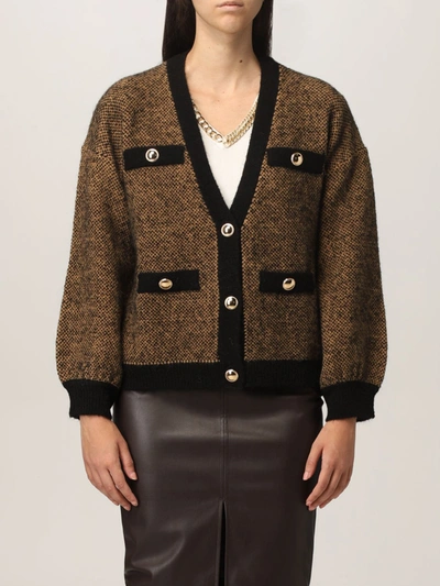 Shop Liu •jo Cardigan In Wool Blend In Brown