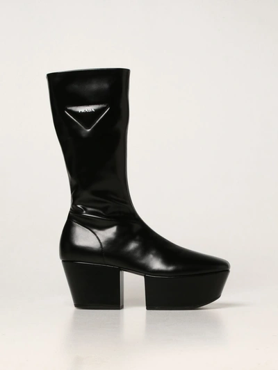 Shop Prada Tech  Boots In Nappa Leather In Black