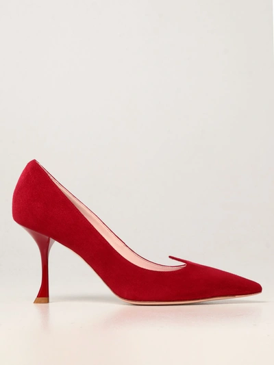 Shop Roger Vivier I Love Vivier  Court Shoes In Suede In Ruby