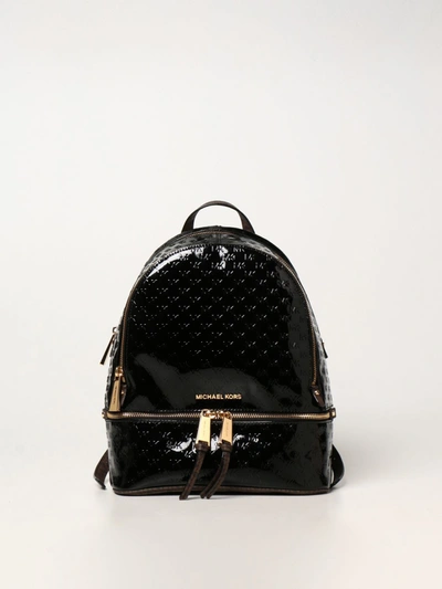 Shop Michael Michael Kors Rhea Zip  Backpack In Patent Leather In Black