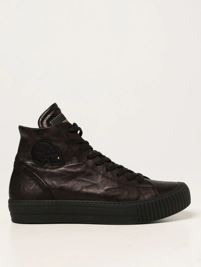 Shop Gabriele Pasini Leather Sneakers In Black