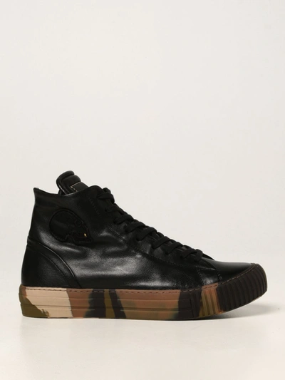 Shop Gabriele Pasini Leather Sneakers In Black