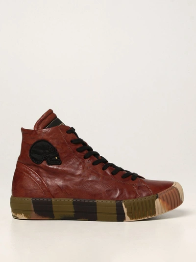 Shop Gabriele Pasini Leather Sneakers In Brown