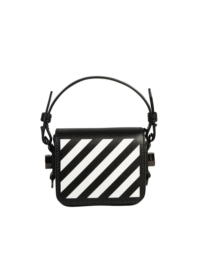 Shop Off-white Diag Baby Leather Bag In Black