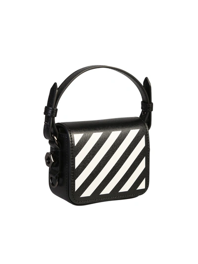 Shop Off-white Diag Baby Leather Bag In Black