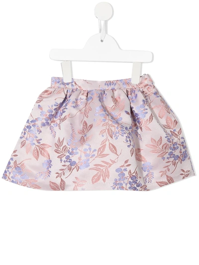 Shop Hucklebones London Gathered Floral-jacquard Skirt In 粉色