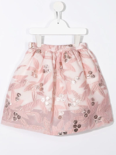 Shop Hucklebones London Gathered Floral-jacquard Skirt In 粉色