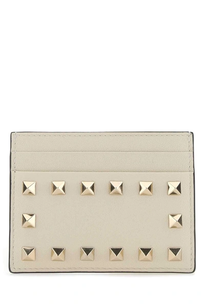 Shop Valentino Garavani Rockstud Cardholder In White