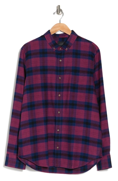 Shop 14th & Union Grindle Trim Fit Flannel Shirt In Red-blue Cascade Grindle