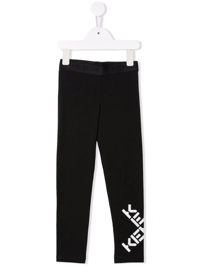 Shop Kenzo Logo-print Leggings In Black