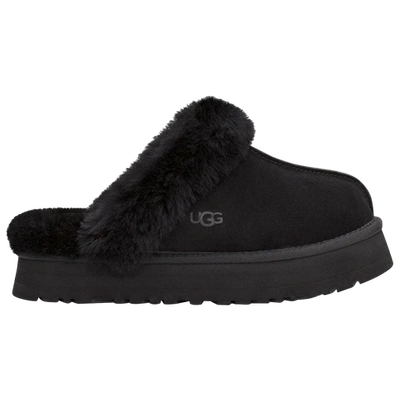 Ugg Disquette Sheepskin Platform Slippers In Black/black