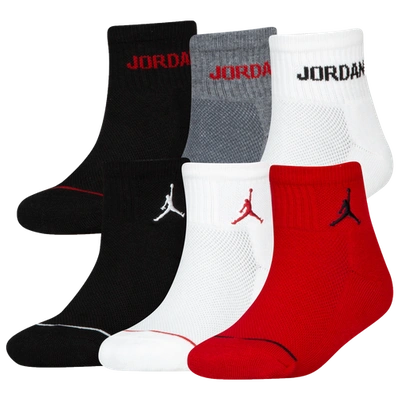 Shop Jordan Boys  Jumpman 6 Pack Quarter Socks In Black/white/red