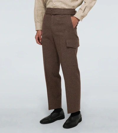 Shop Auralee Shetland Wool Belted Pants In Brown