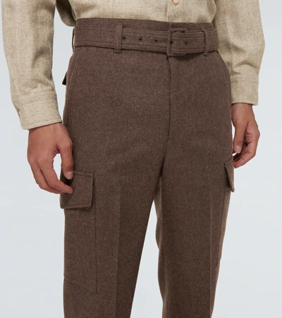 Shop Auralee Shetland Wool Belted Pants In Brown