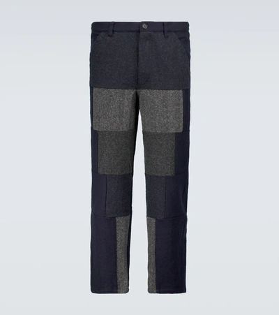 Shop Comme Des Garçons Shirt Patchwork Wool Pants In Blue