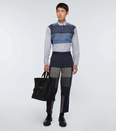 Shop Comme Des Garçons Shirt Patchwork Wool Pants In Blue