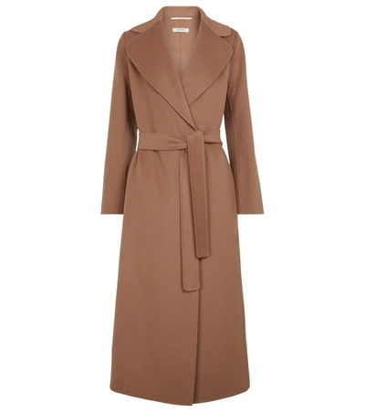 S Max Mara Poldo Wool Belted Coat In Brown