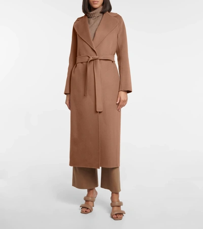 S Max Mara Poldo Wool Belted Coat In Brown