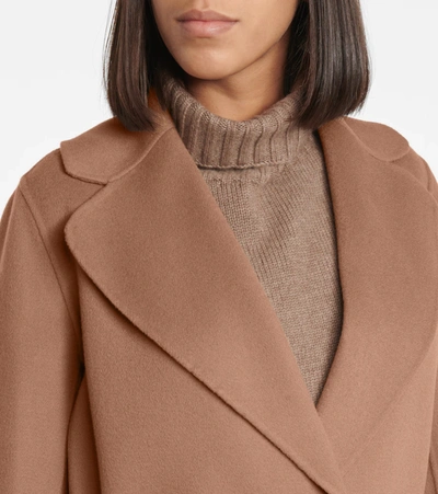 S Max Mara Poldo Wool Belted Coat In Brown