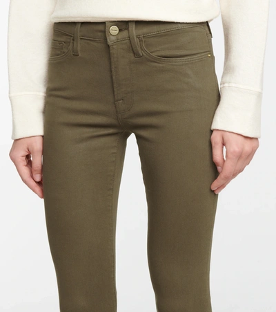 Shop Frame Le Skinny De Jeanne Mid-rise Jeans In Green