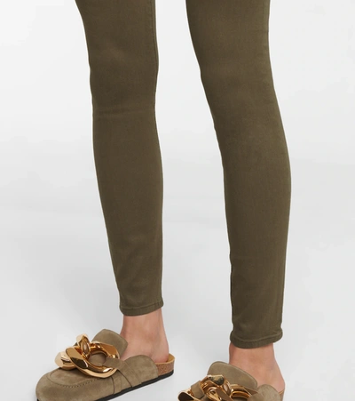 Shop Frame Le Skinny De Jeanne Mid-rise Jeans In Green