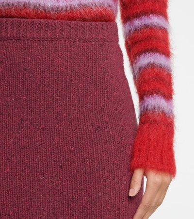 Shop Marni Wool Knit Midi Skirt In Red