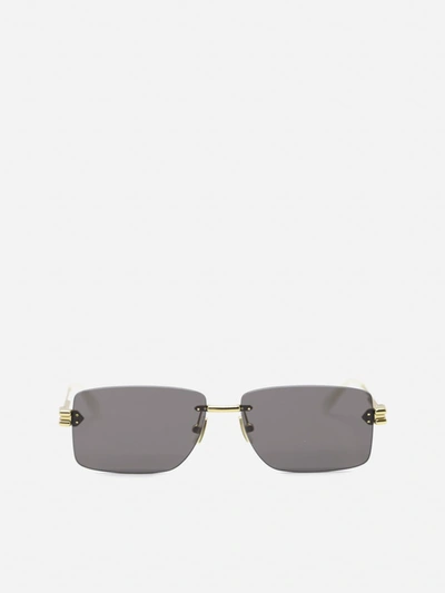 Shop Bottega Veneta Metal Sunglasses In Gold, Grey