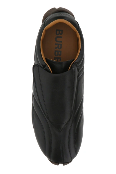 Shop Burberry Black Leather Phoenix Sneakers  Black  Uomo 42.5