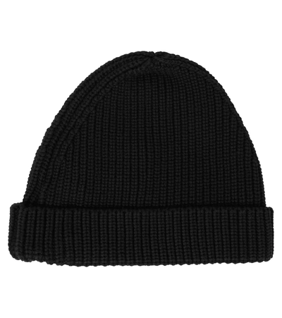 Shop Off-white Logo Cotton Beanie In Black