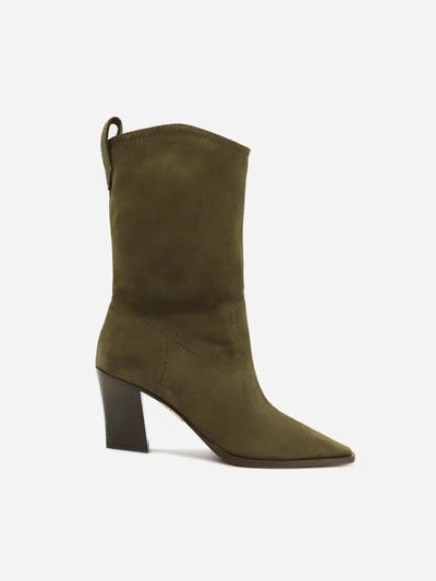 Shop Aquazzura Dolly Boots In Suede Leather In Seaweed
