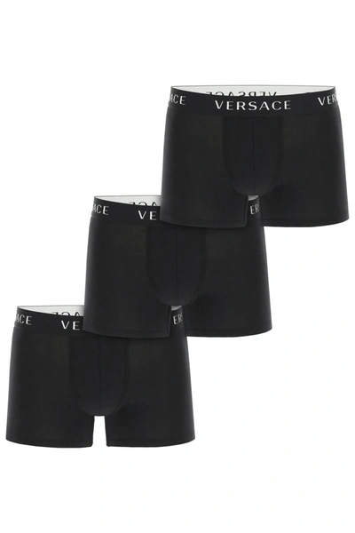 Shop Versace Tri-pack Underwear Briefs In Black