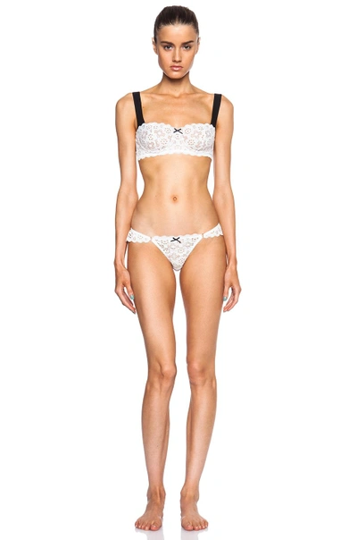 Shop Fleur Du Mal Crochet Lace Thong In White, Floral.