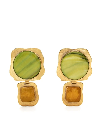 Shop Liya Jadeite Drop Earrings In Gold