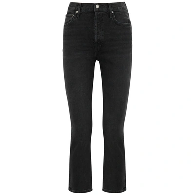 Shop Agolde Riley Black Straight-leg Jeans