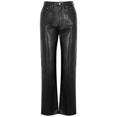 Shop Agolde 90's Black Recycled Leather-blend Trousers