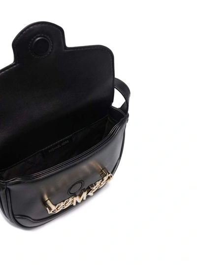 Shop Michael Michael Kors Black Leather Crossbody Bag With Chain Detail