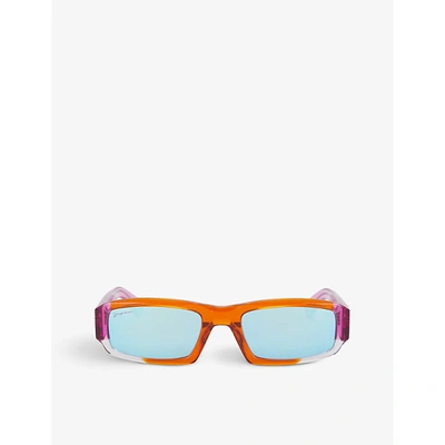 Shop Jacquemus Les Lunettes Altu Rectangular-frame Acetate Sunglasses In Multi Orange