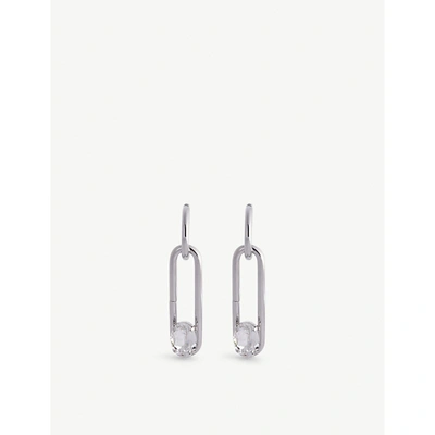 Shop Junya Watanabe Womens Silver Pin Silver-toned Brass And Glass Crystal Earrings 1size