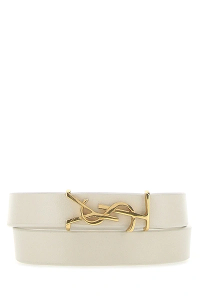 Shop Saint Laurent Monogram Wrap Bracelet In White