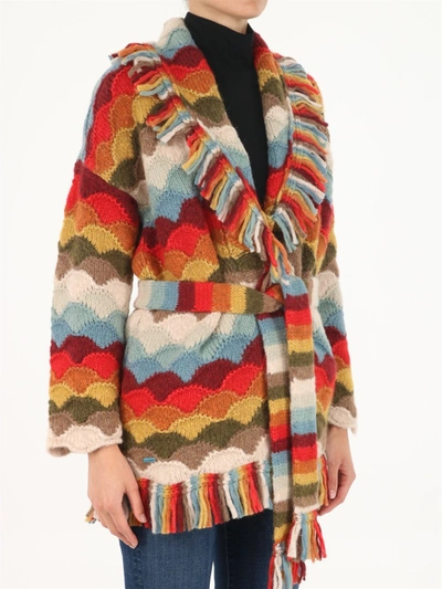 Shop Alanui Rainbow Mountains Cardigan In Multicolor