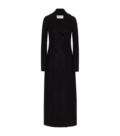Shop Valentino Wool-blend Double-breasted Coat In Black
