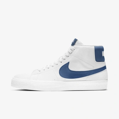 Shop Nike Sb Zoom Blazer Mid Skate Shoes In White,white,white,court Blue