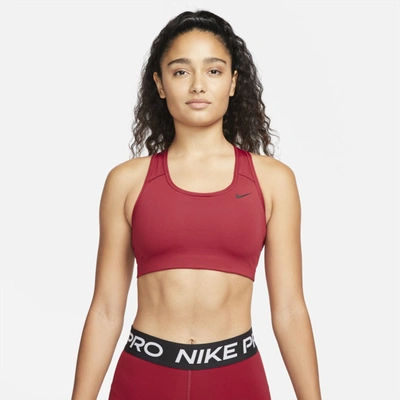 Shop Nike Women's Swoosh Medium-support Non-padded Sports Bra In Red