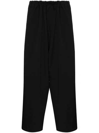 Yohji Yamamoto Wide-leg Wool Trousers In Schwarz | ModeSens